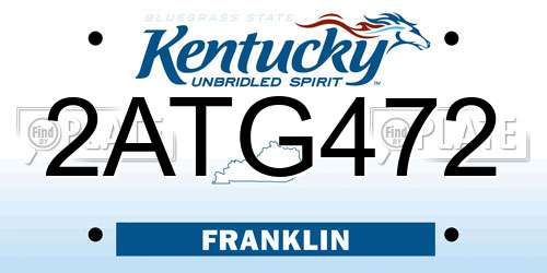 2ATG472 Kentucky License Plate