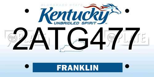 2ATG477 Kentucky License Plate