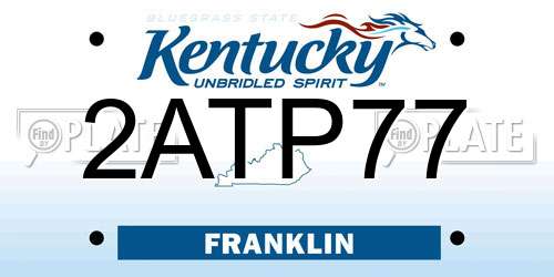 2ATP77 Kentucky License Plate