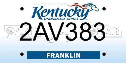 2AV383 Kentucky License Plate