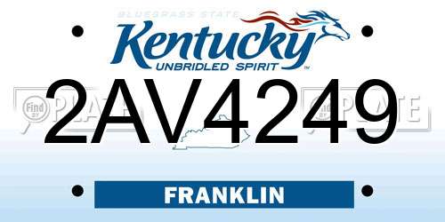 2AV4249 Kentucky License Plate