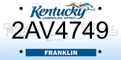 2AV4749 Kentucky License Plate