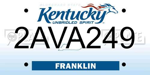 2AVA249 Kentucky License Plate