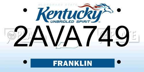 2AVA749 Kentucky License Plate