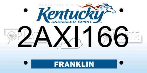 2AXI166 Kentucky License Plate