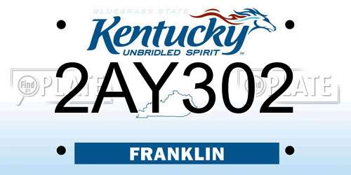 2AY302 Kentucky License Plate