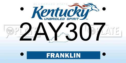 2AY307 Kentucky License Plate