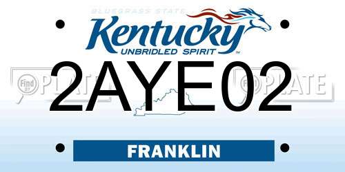 2AYE02 Kentucky License Plate