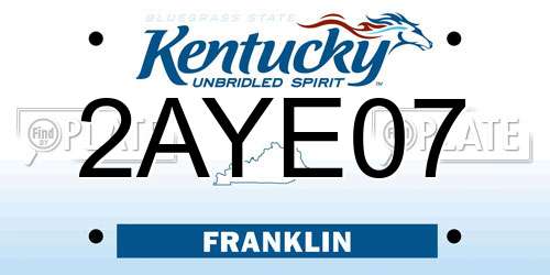 2AYE07 Kentucky License Plate