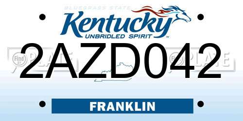 2AZD042 Kentucky License Plate