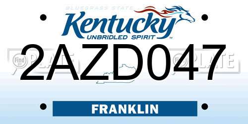 2AZD047 Kentucky License Plate