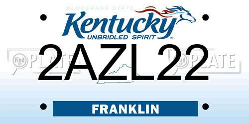 2AZL22 Kentucky License Plate