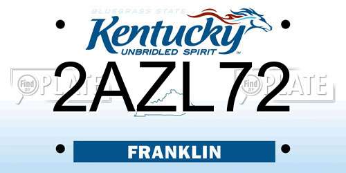 2AZL72 Kentucky License Plate