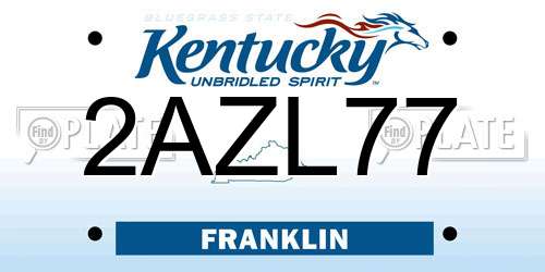 2AZL77 Kentucky License Plate