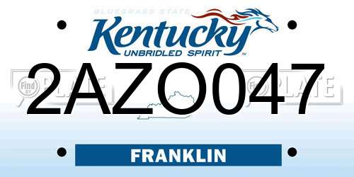2AZO047 Kentucky License Plate
