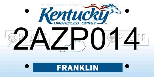 2AZP014 Kentucky License Plate
