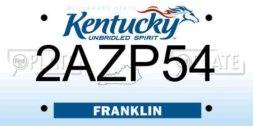 2AZP54 Kentucky License Plate