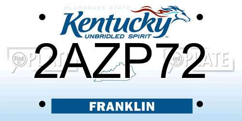 2AZP72 Kentucky License Plate