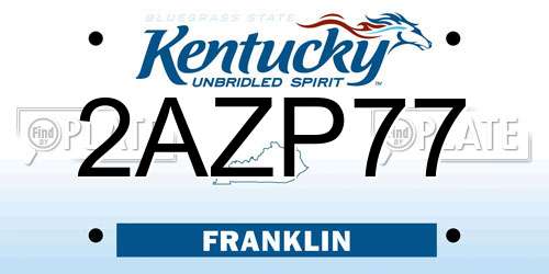 2AZP77 Kentucky License Plate