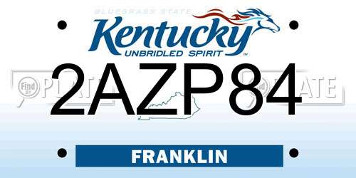 2AZP84 Kentucky License Plate