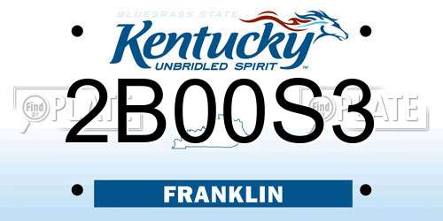 2B00S3 Kentucky License Plate