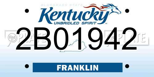 2B01942 Kentucky License Plate