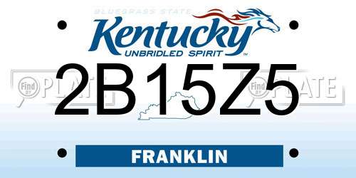 2B15Z5 Kentucky License Plate