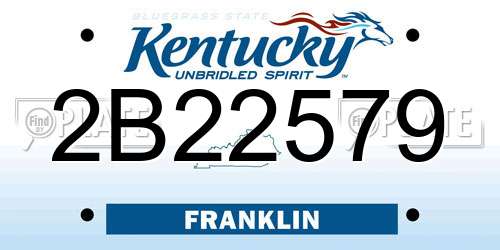 2B22579 Kentucky License Plate