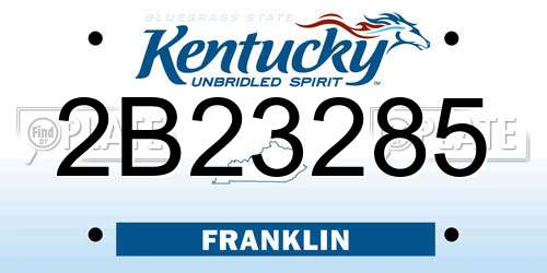2B23285 Kentucky License Plate