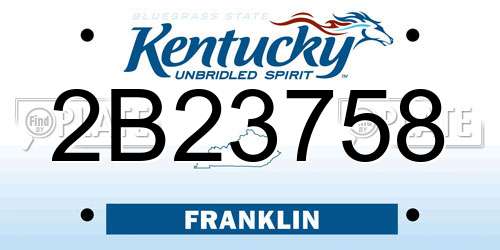 2B23758 Kentucky License Plate