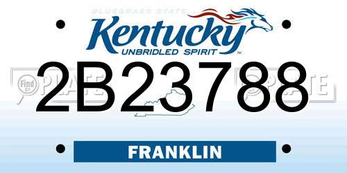 2B23788 Kentucky License Plate