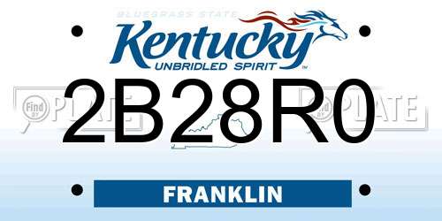 2B28R0 Kentucky License Plate