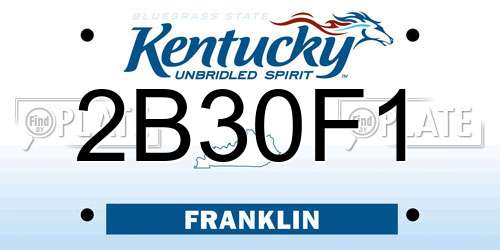 2B30F1 Kentucky License Plate