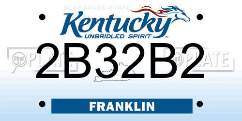 2B32B2 Kentucky License Plate