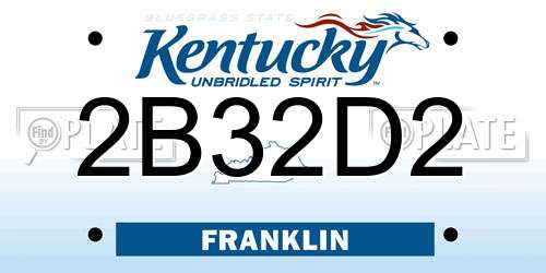2B32D2 Kentucky License Plate