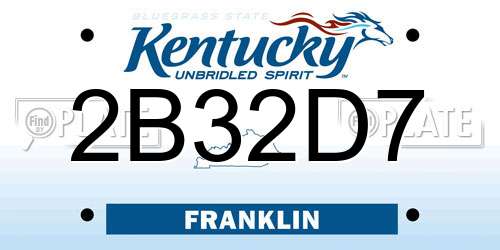 2B32D7 Kentucky License Plate