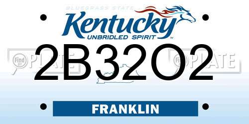 2B32O2 Kentucky License Plate