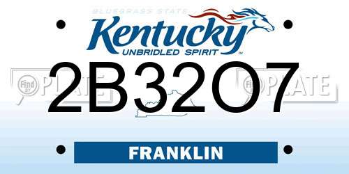 2B32O7 Kentucky License Plate