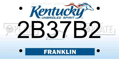2B37B2 Kentucky License Plate
