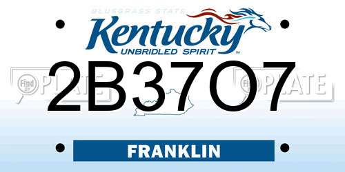 2B37O7 Kentucky License Plate
