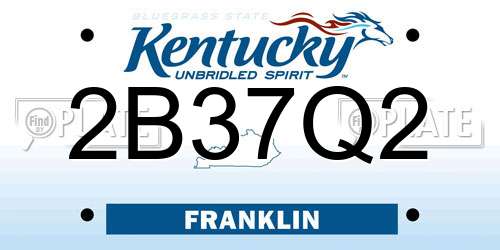 2B37Q2 Kentucky License Plate