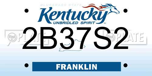 2B37S2 Kentucky License Plate