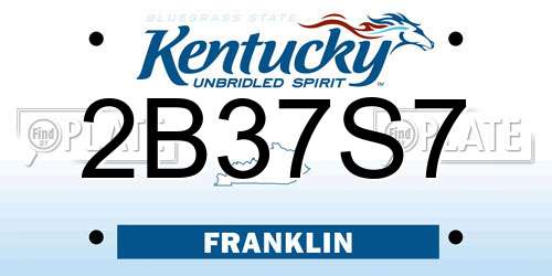 2B37S7 Kentucky License Plate