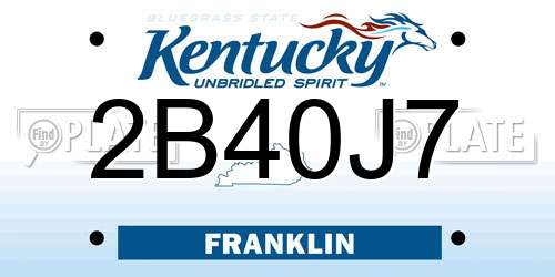 2B40J7 Kentucky License Plate