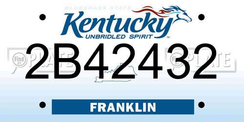 2B42432 Kentucky License Plate