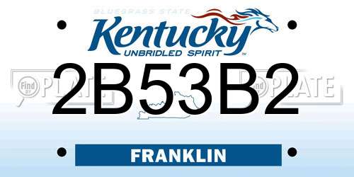 2B53B2 Kentucky License Plate