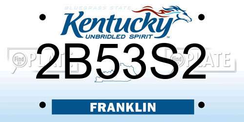 2B53S2 Kentucky License Plate