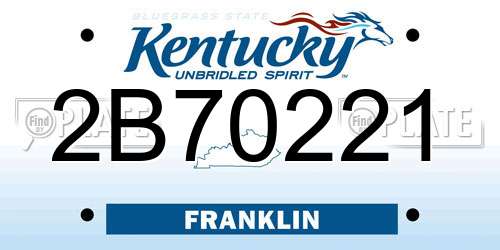 2B70221 Kentucky License Plate