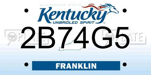 2B74G5 Kentucky License Plate