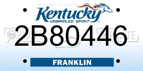 2B80446 Kentucky License Plate